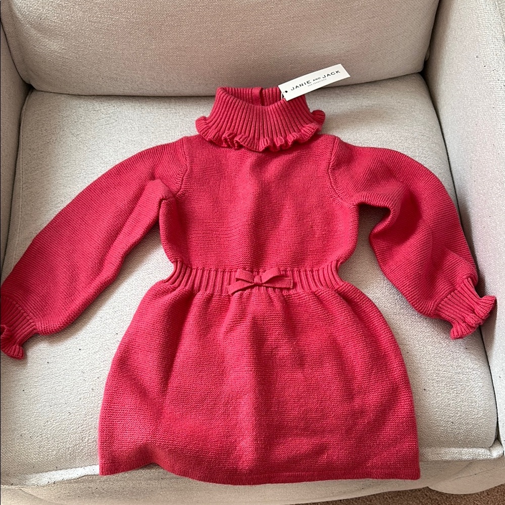 Janie and Jack hot pink Turtleneck Sweater Dress - NWT